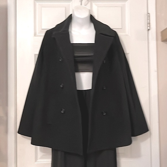 J jill Wool Blend Black Double Breasted Pea Coat Sz S - Picture 1 of 11